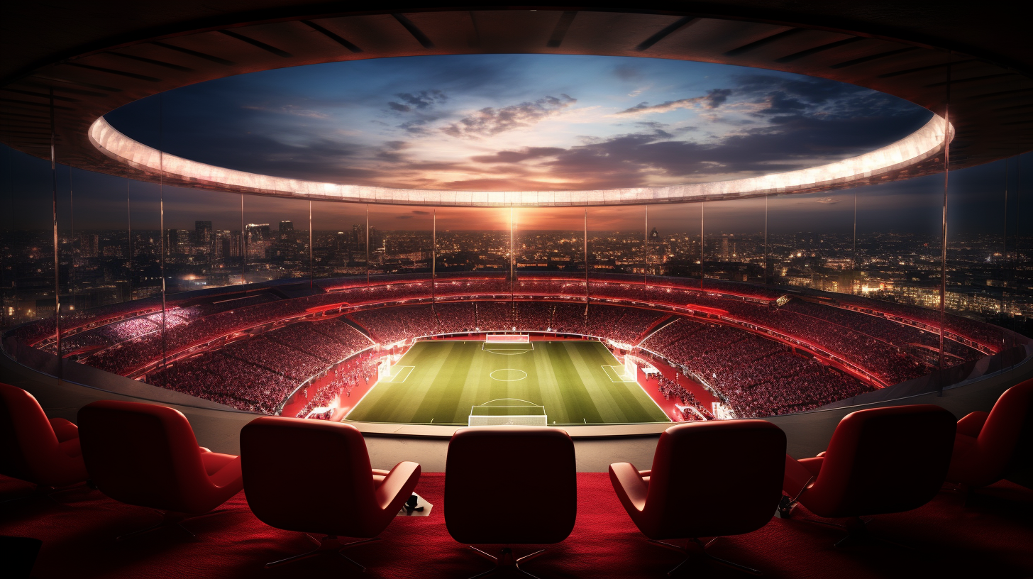 Luxurious football stadium lounge with amazing view