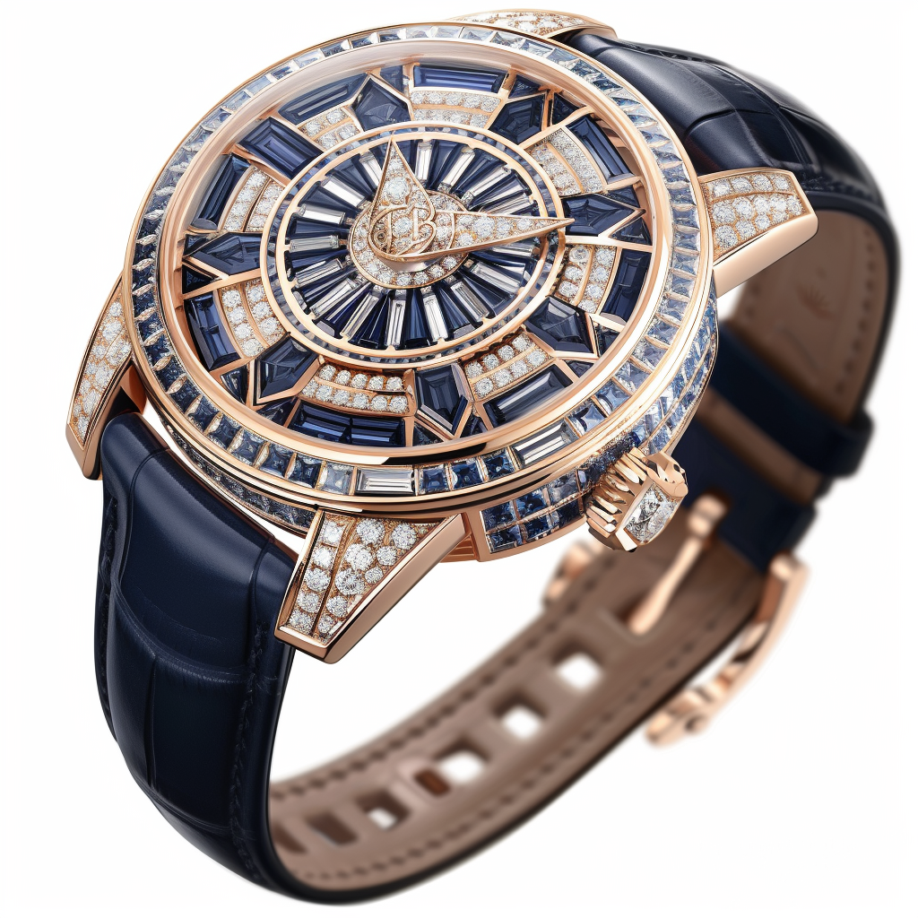 Luxurious geometric wristwatch with diamonds