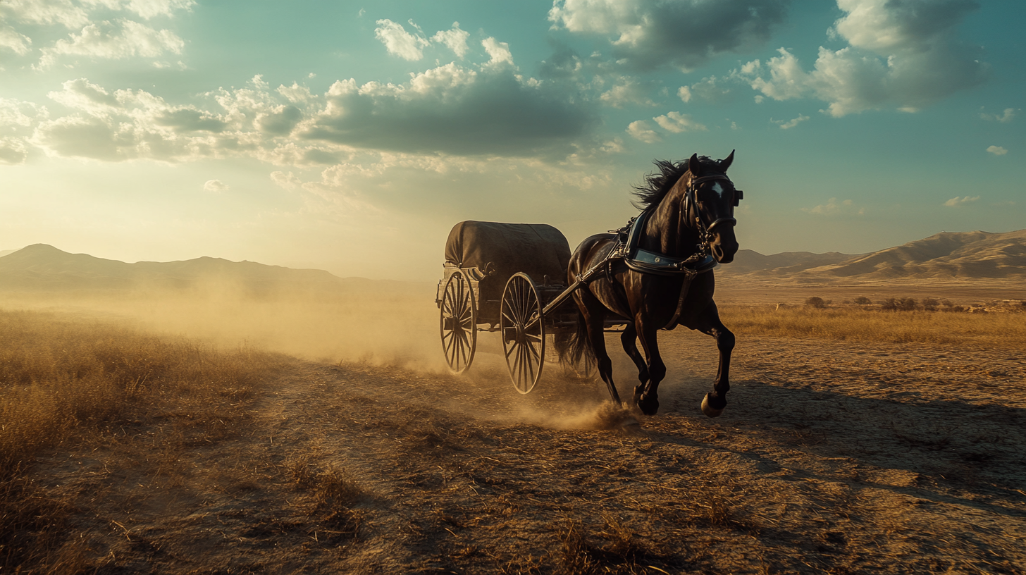 Black Horse Carriage Ancient China