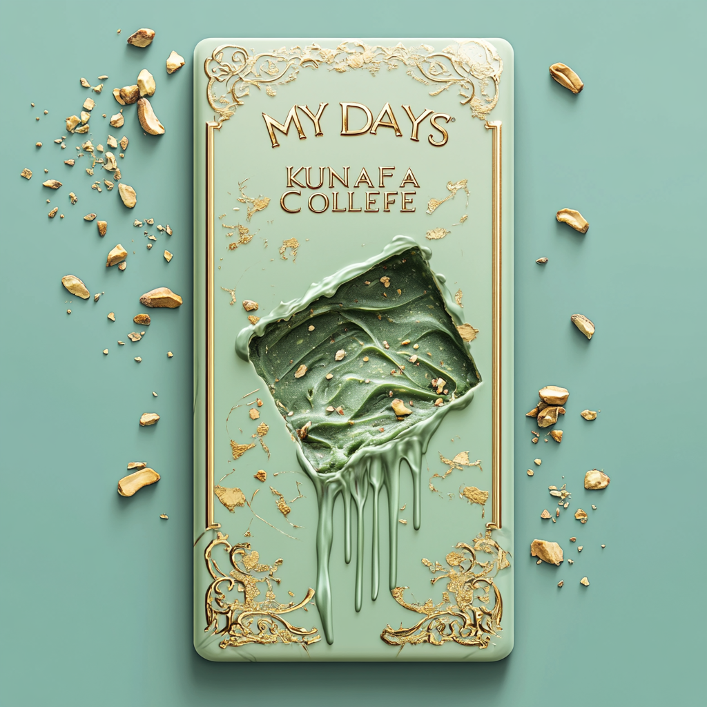 luxurious label with pastel green background, gold accents