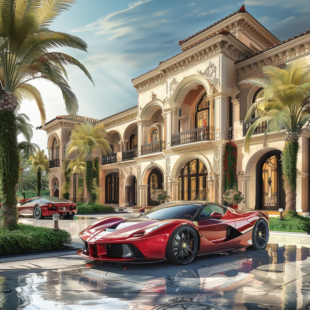 Luxurious cars and mansions lifestyle