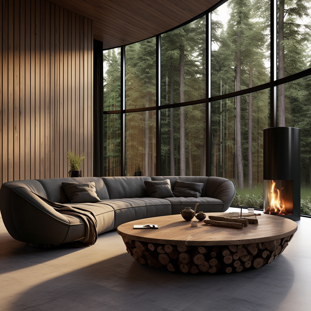 Modern Luxury Pine Forest Living Room