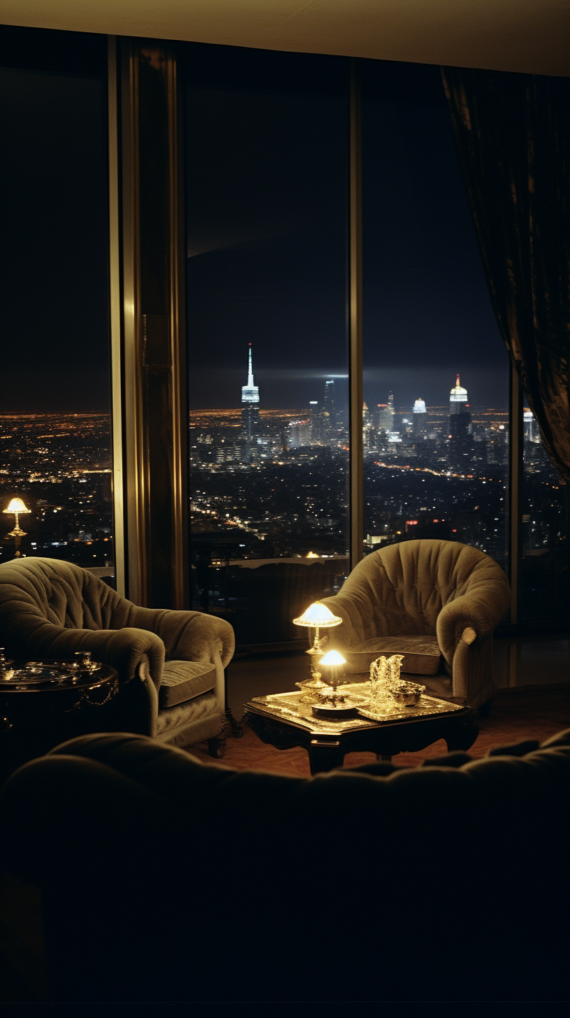 Luxurious Penthouse Living Room with City View