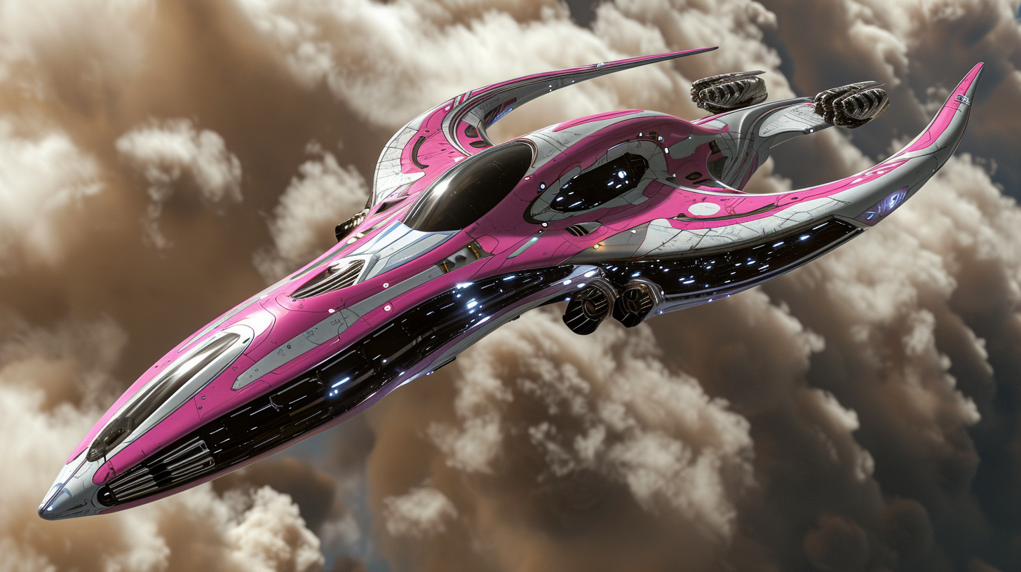 Luxurious Pink White Silver Spaceship