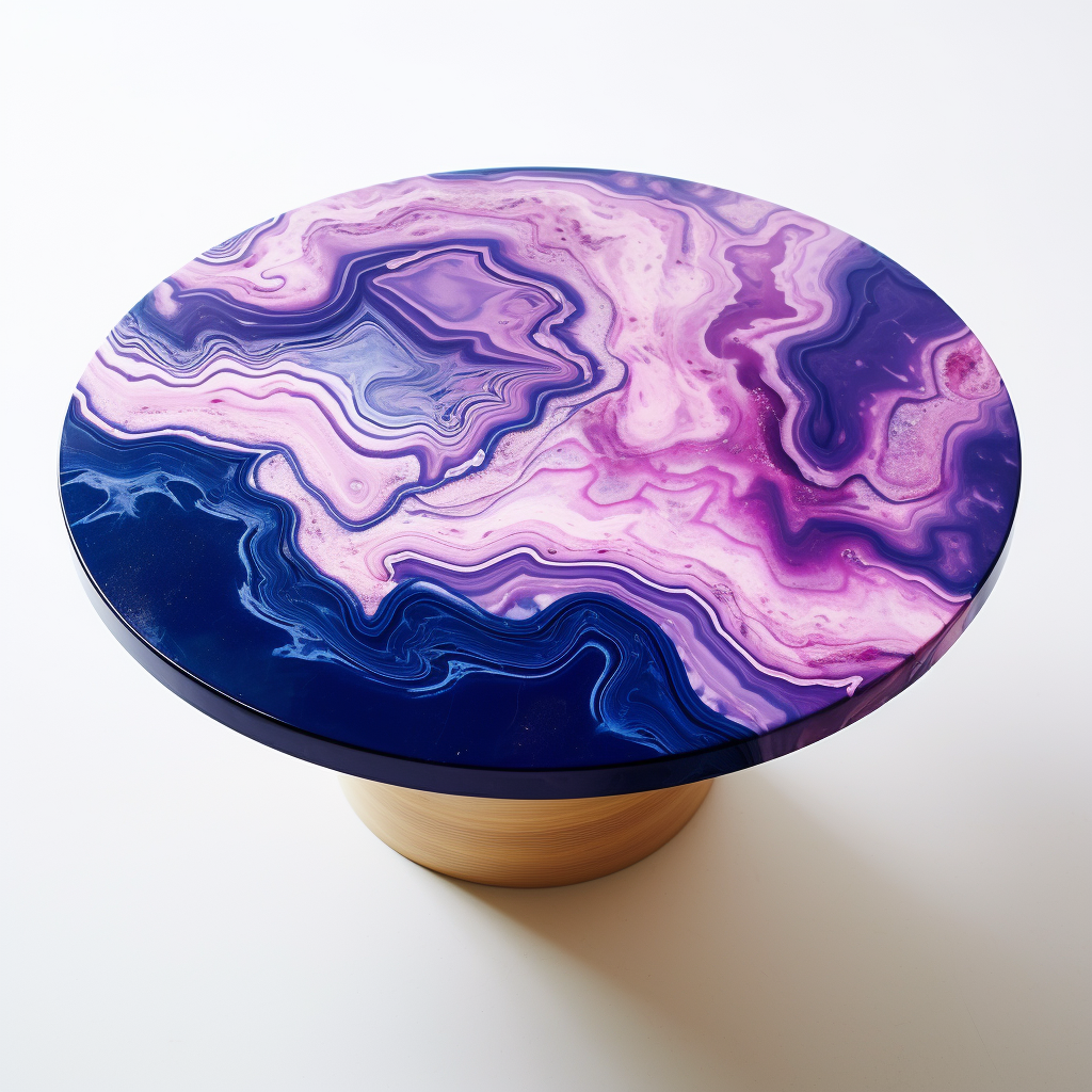 Luxurious table surface with magenta swirls