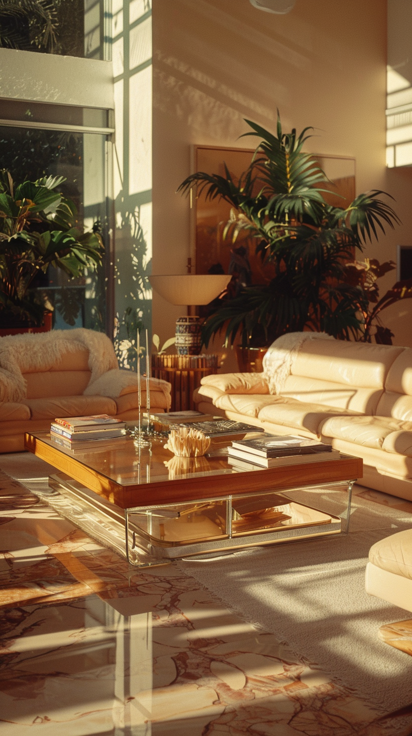 1980s luxury living room scene