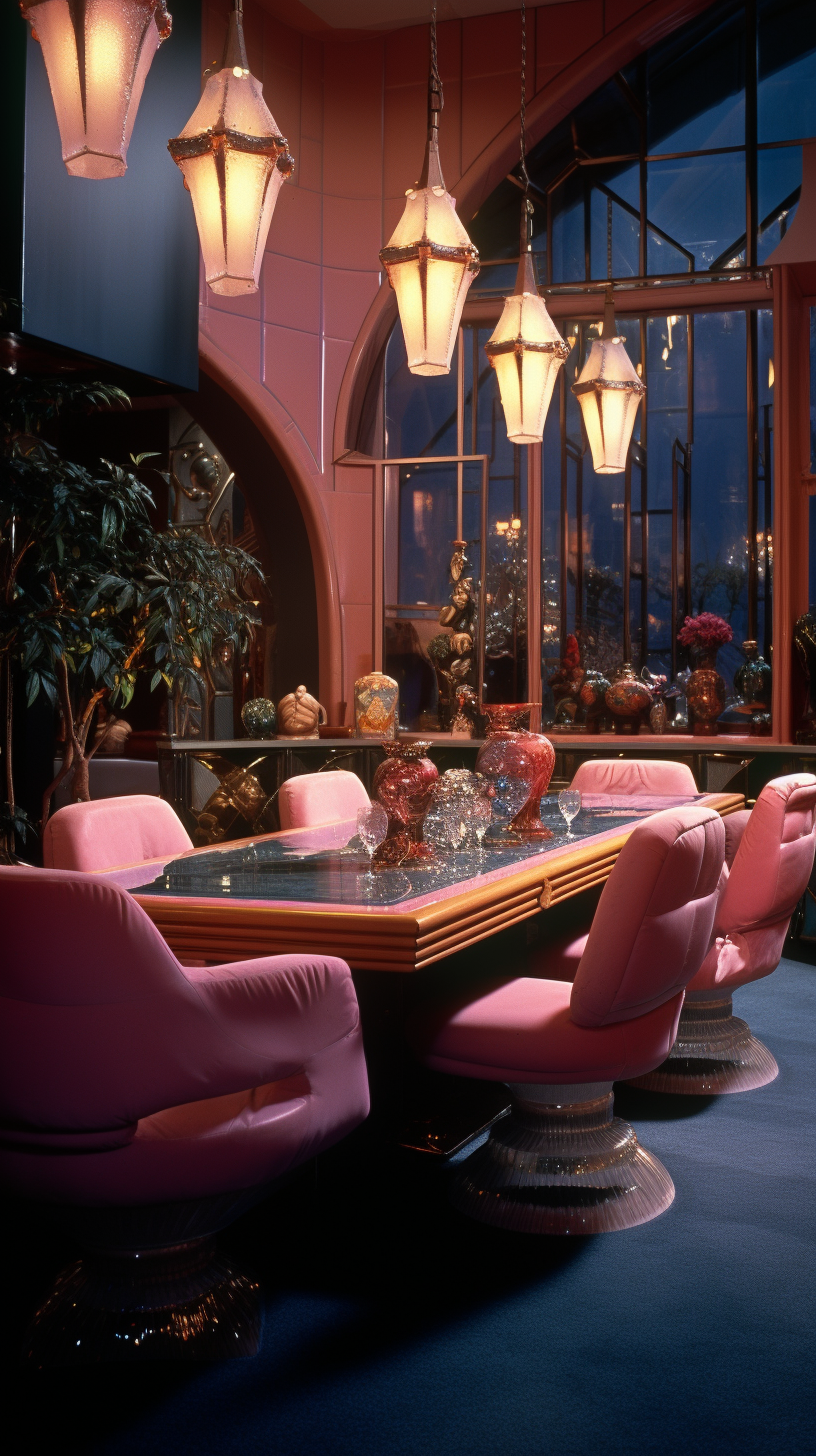 Retro luxury dining room with funky furniture