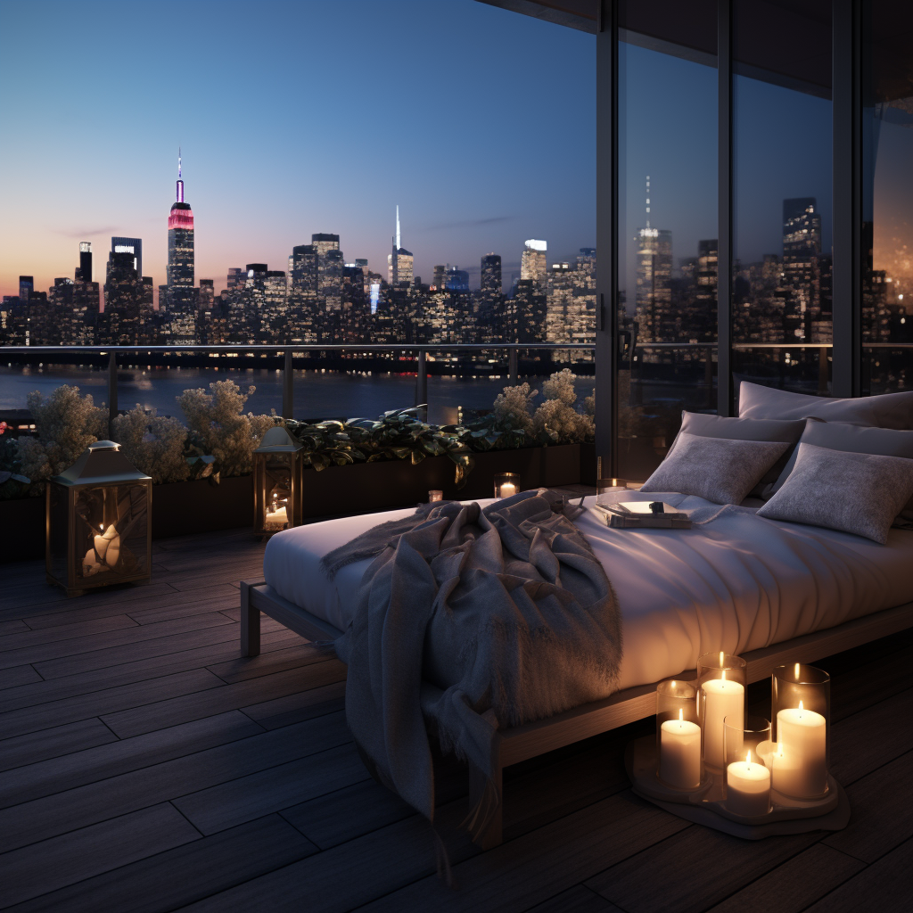 Romantic luxury apartment view at night