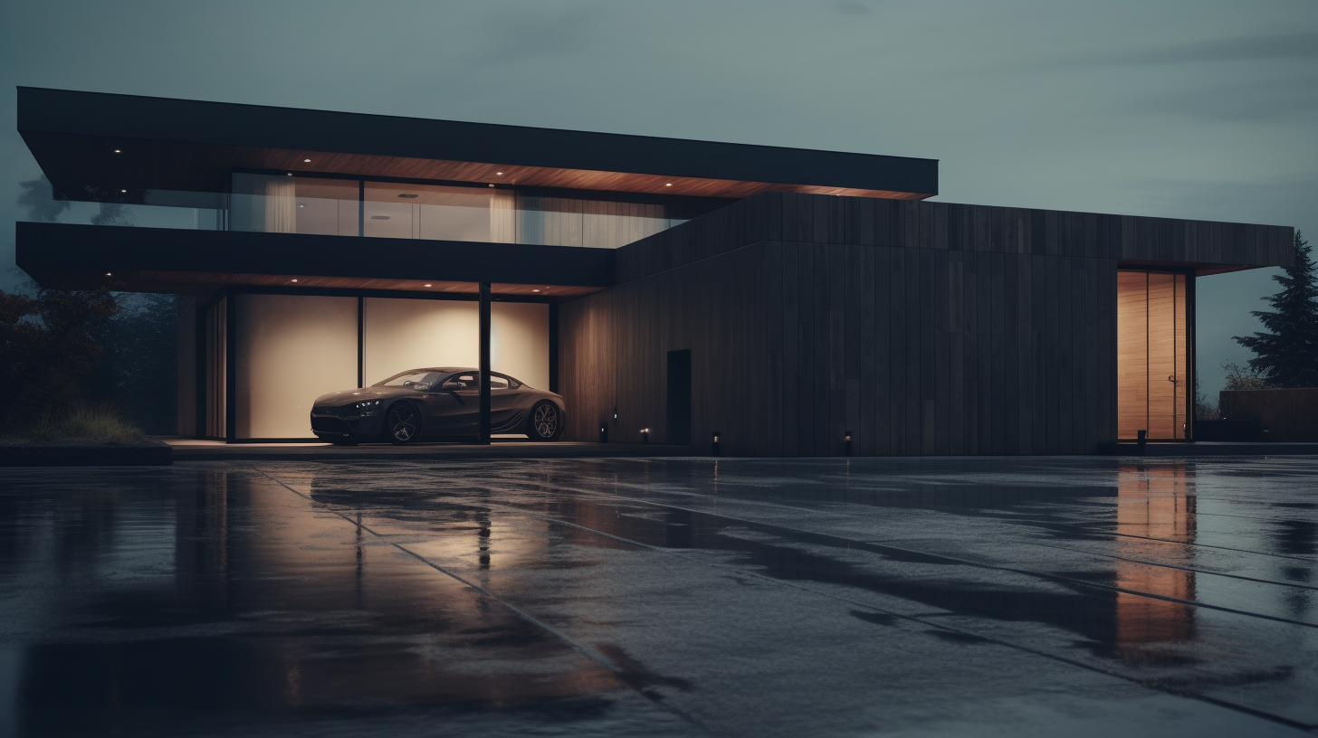 Luxury Art Minimal House Asphalt Parking