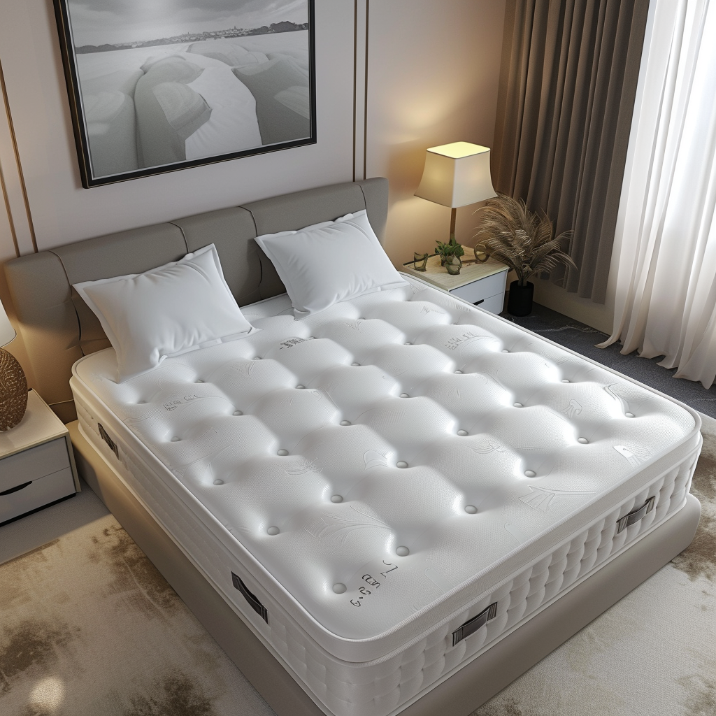 White Mattress with Pillows Bedroom