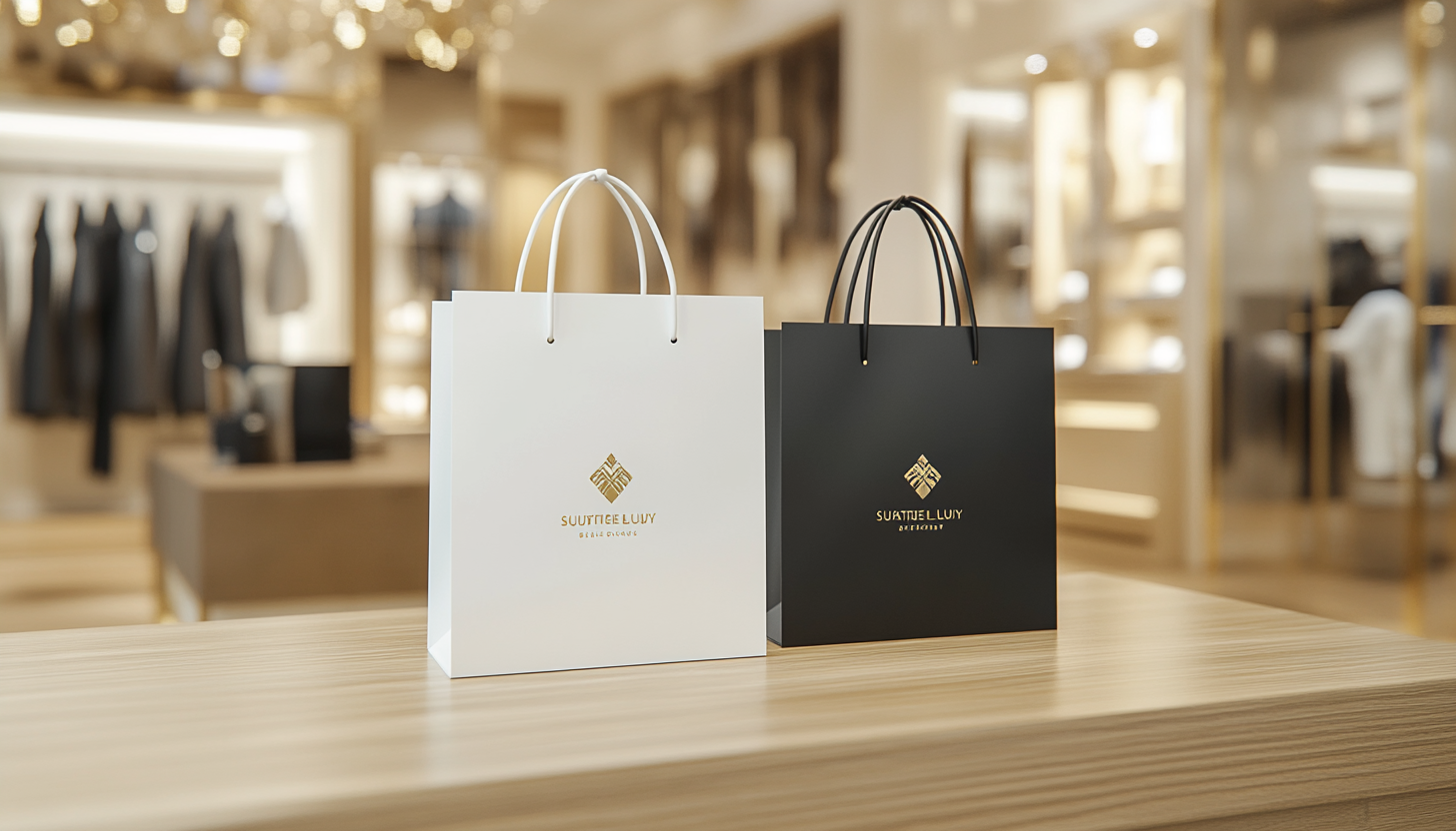 Luxury white and black paper bags