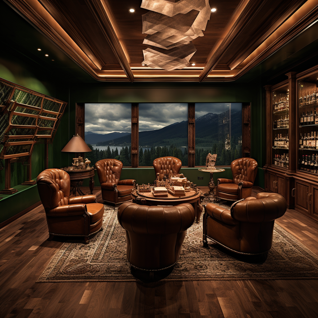 Luxurious Cigar Room with Natural Wood Decor