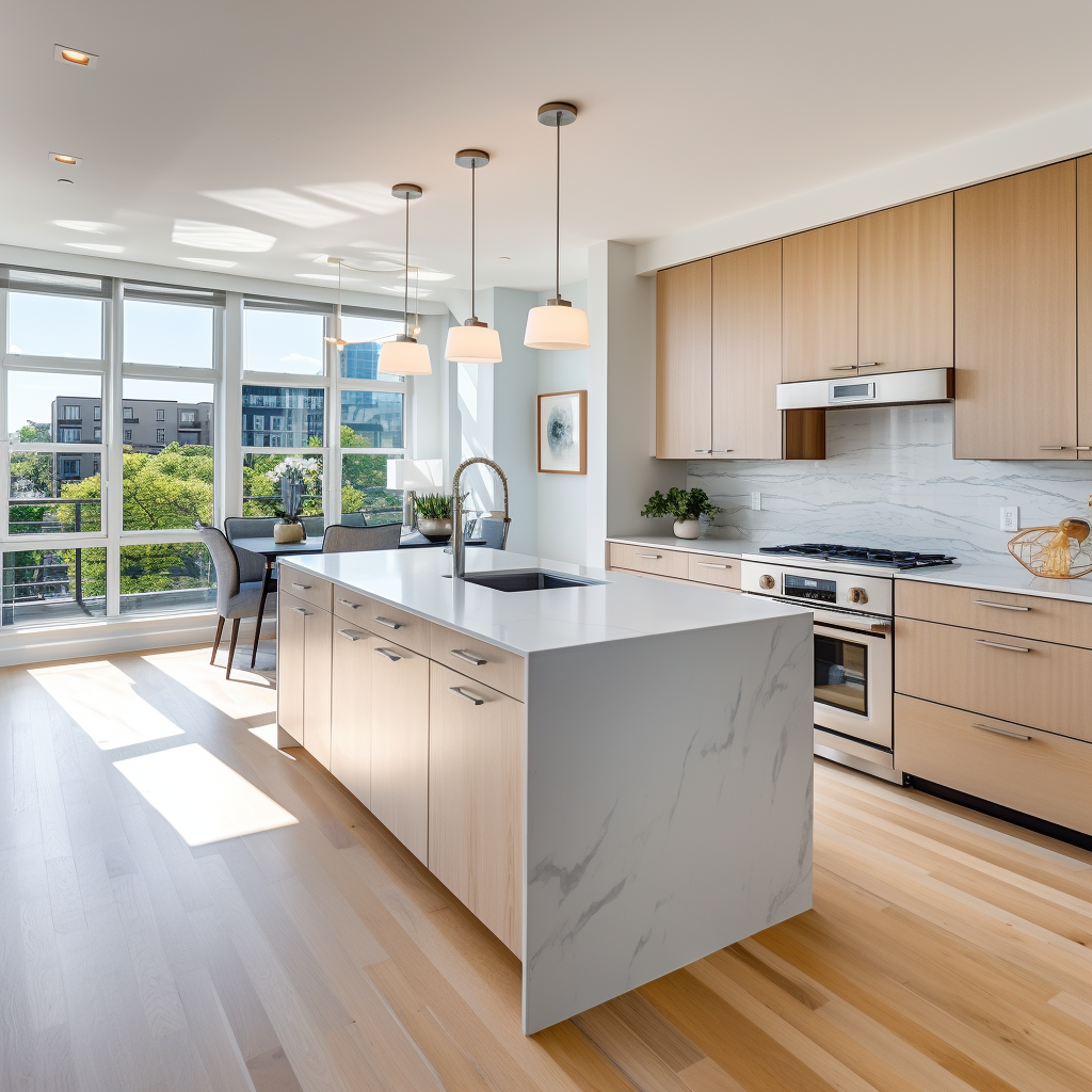 Modern luxury kitchen with ample natural light