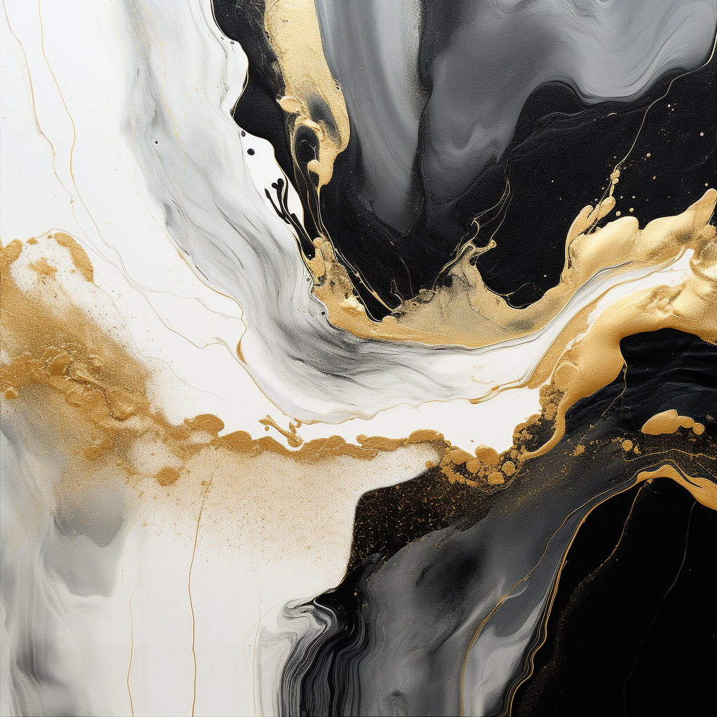 Luxury fluid painting in black, gray, white, gold