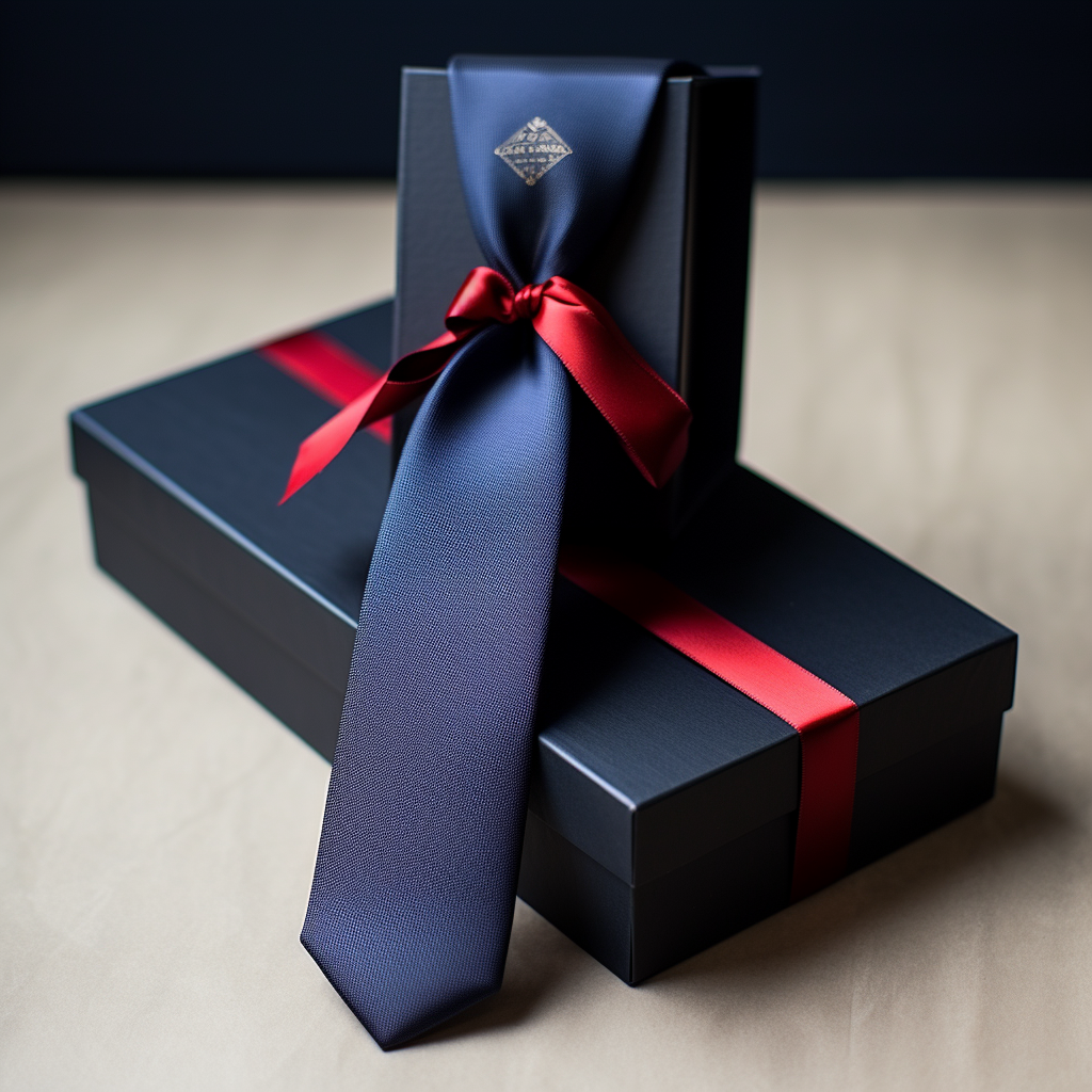 Luxury gift box tied with dark red ribbon