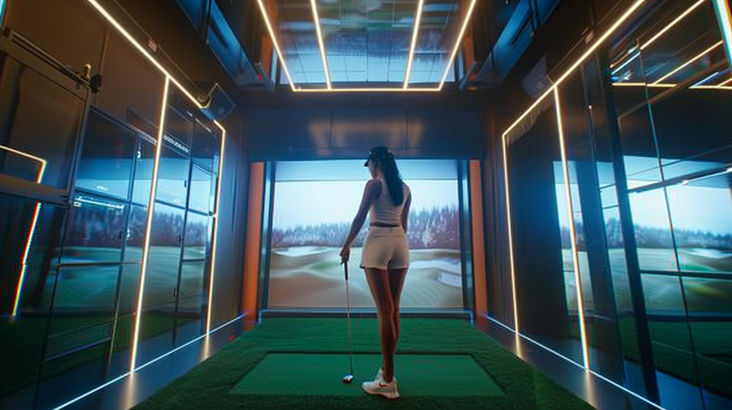 Female Golfer in Virtual Golf Course