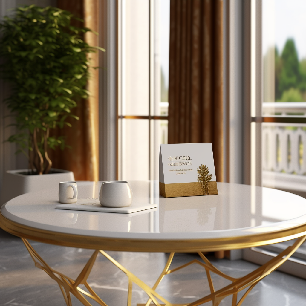 Business card on luxury home sidetable