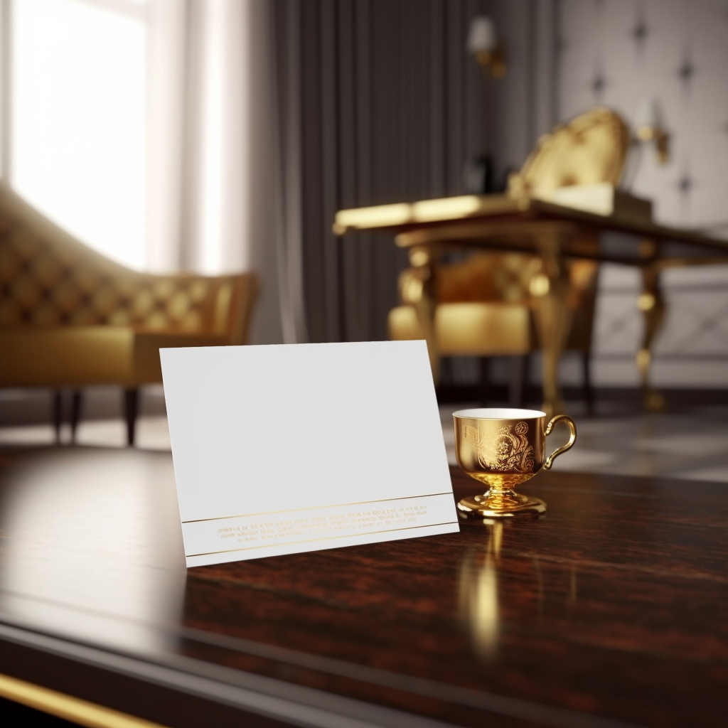 Postcard mockup on luxury home sidetable