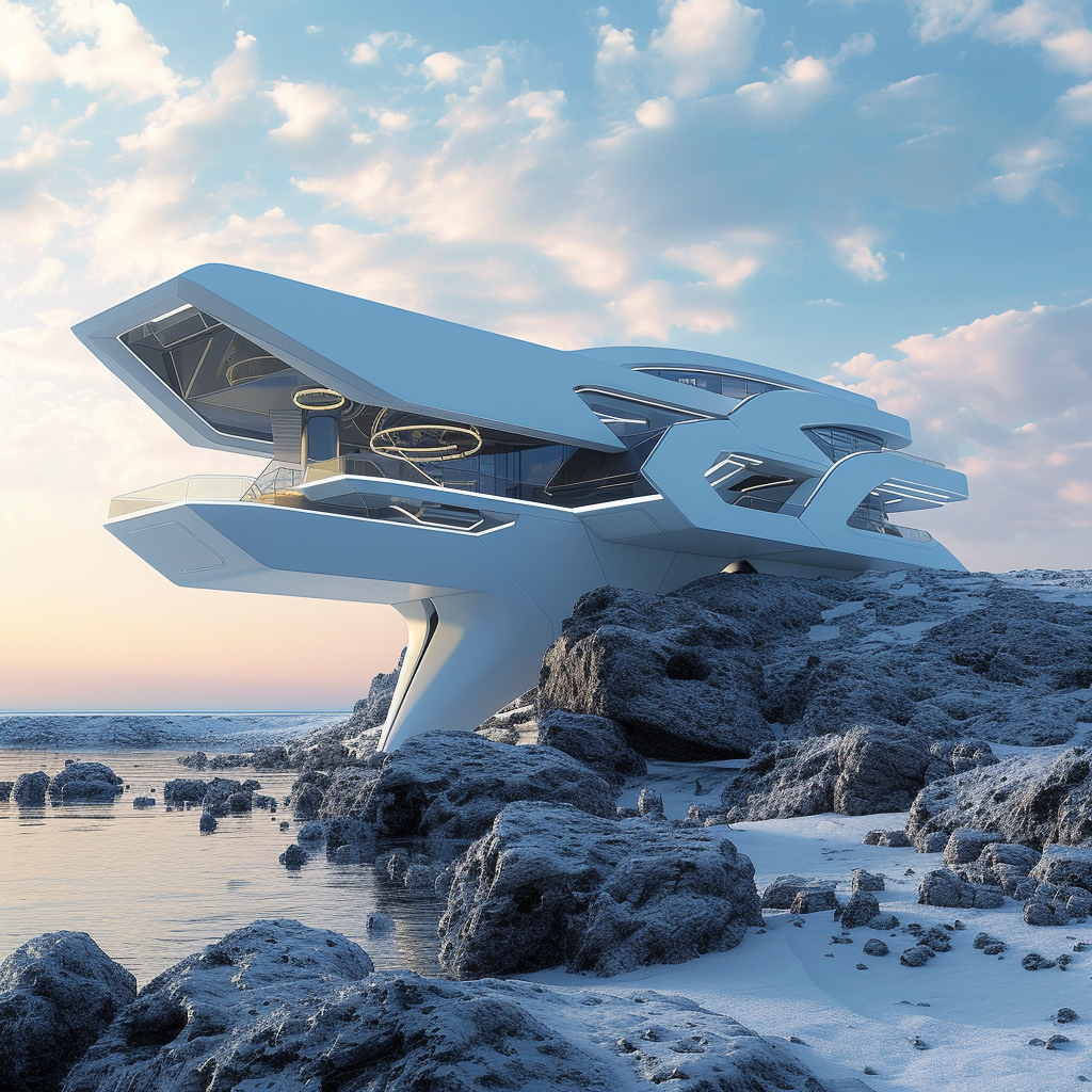 Luxury home spacecraft concept engineering render