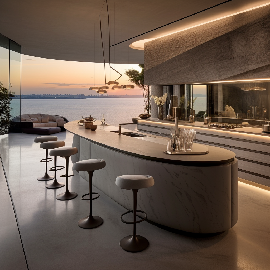 Luxury kitchen with muted, minimalist compositions