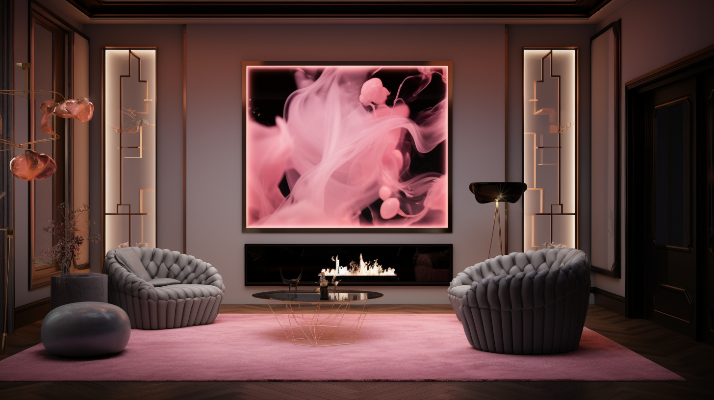 Glowing pink frame in luxury living room  ?