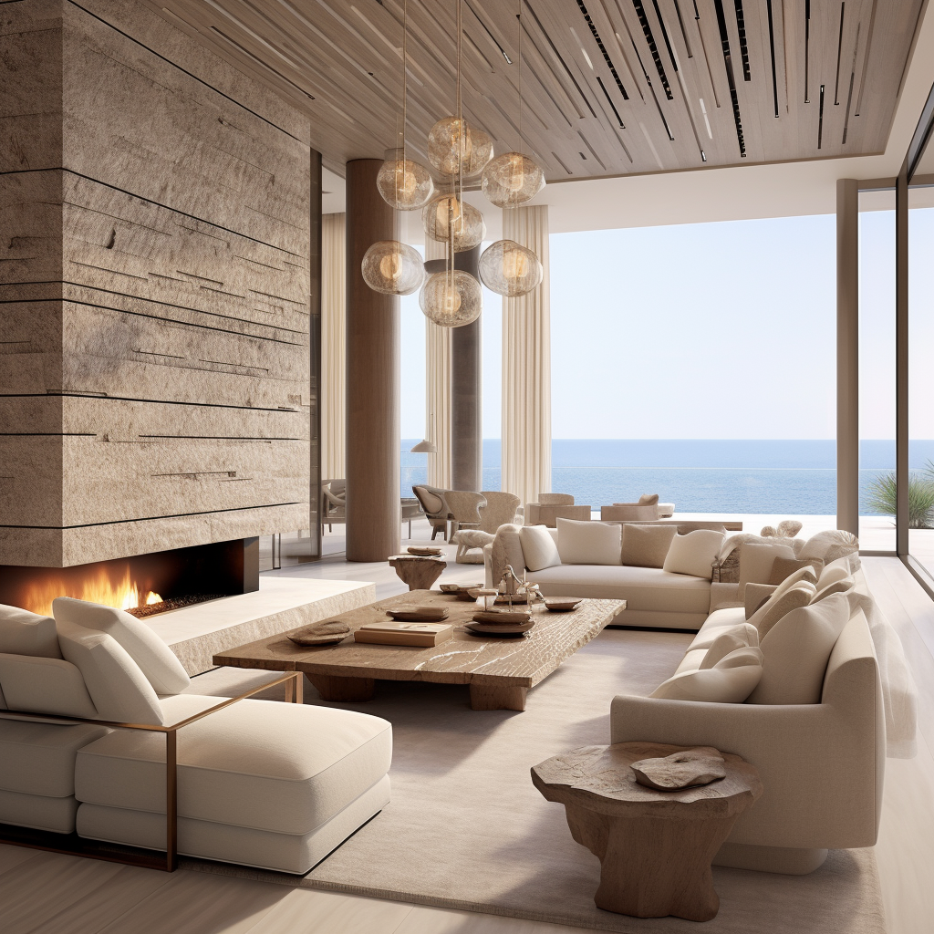 Luxury living room overlooking the sea