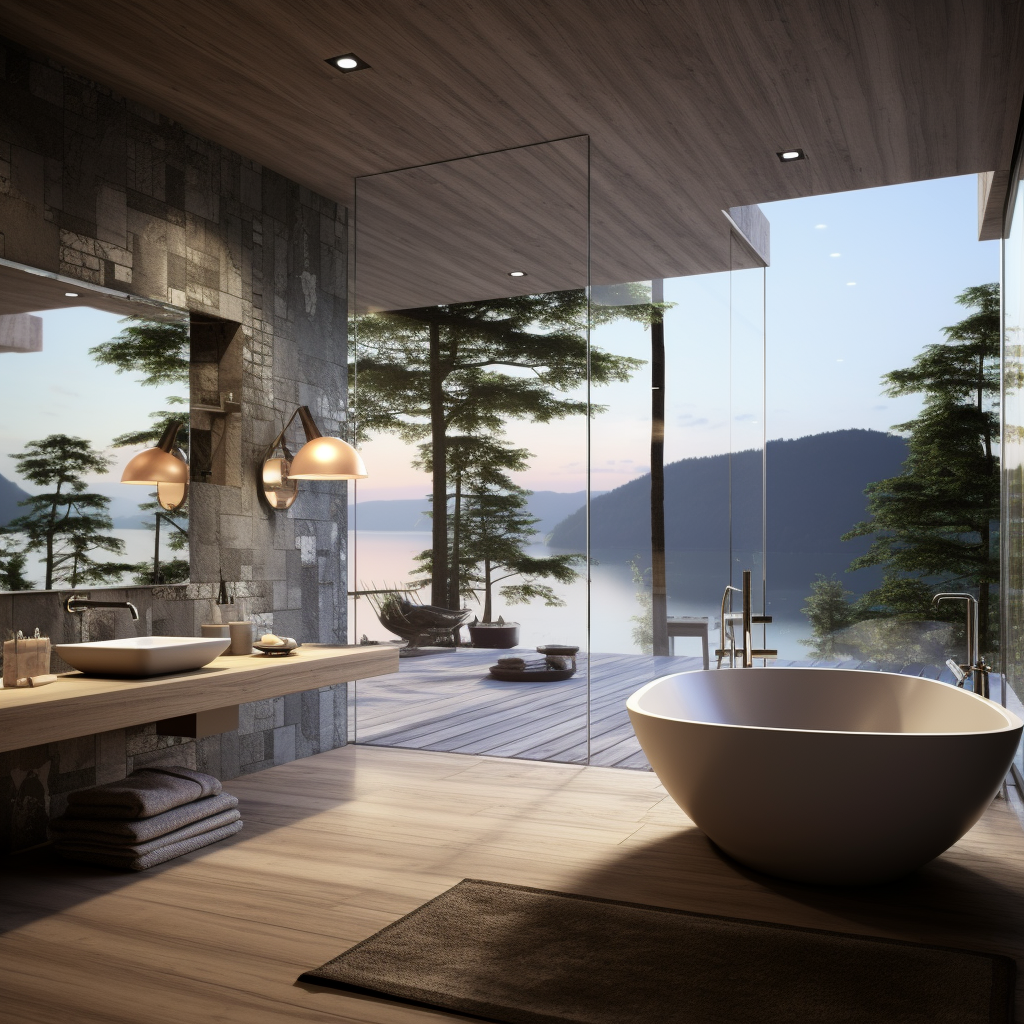 Luxury modern bathroom with natural lighting