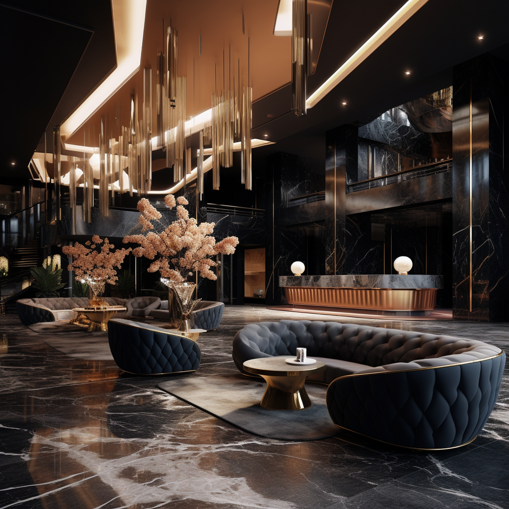 Luxury postmodern reception design interior