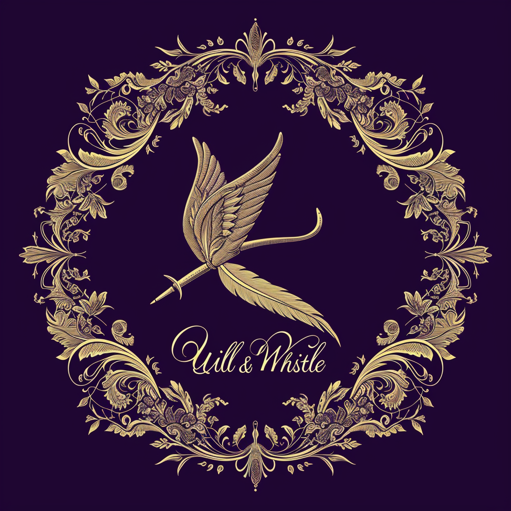 Luxury logo design with quill and whistle