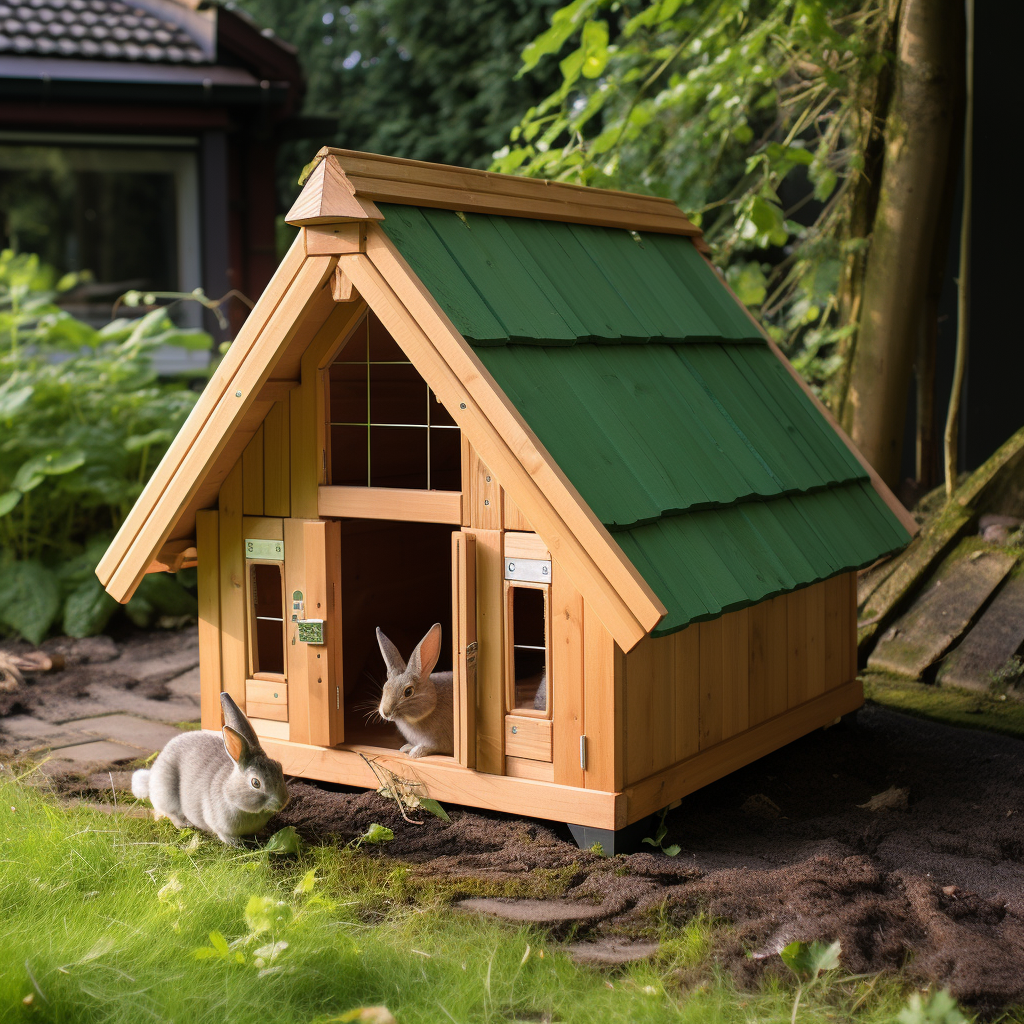 Luxury rabbit shelter with angled roof