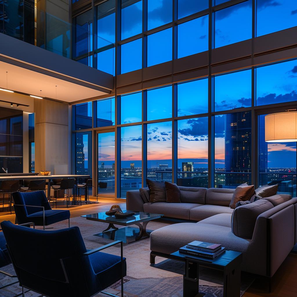 Penthouse interior evening luxury real estate