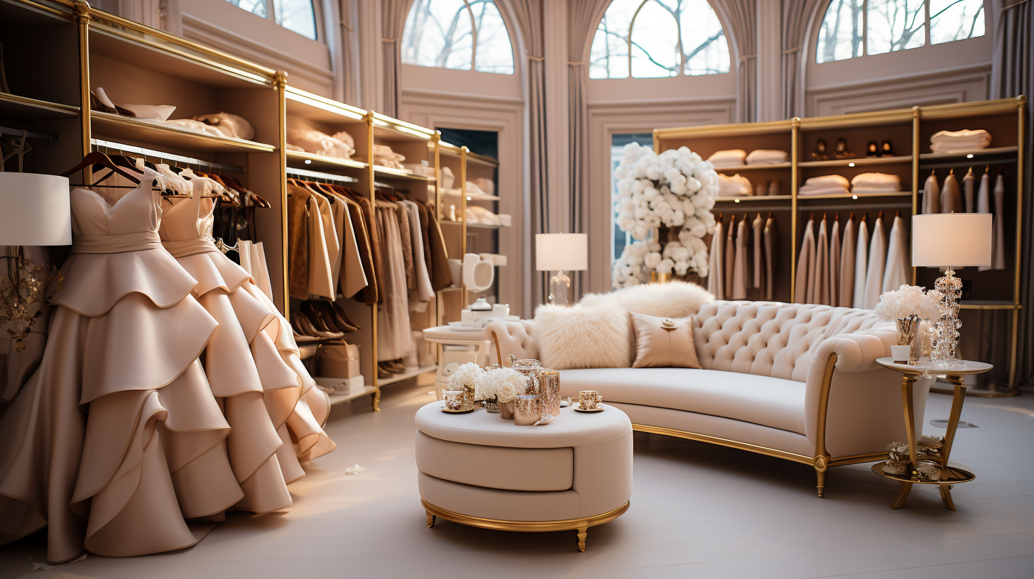 Interior of Luxury Select Shop with Fashion and Accessories