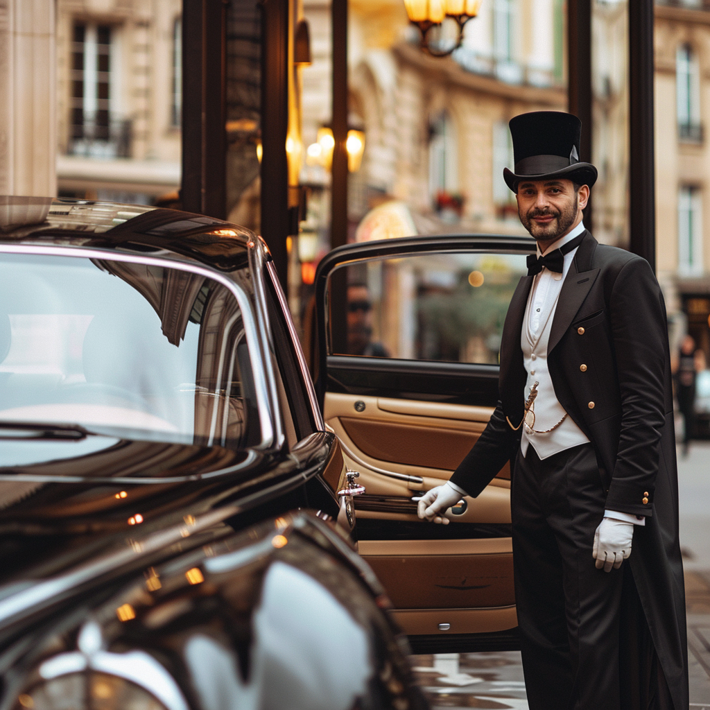 elegant luxury taxi driver smiling