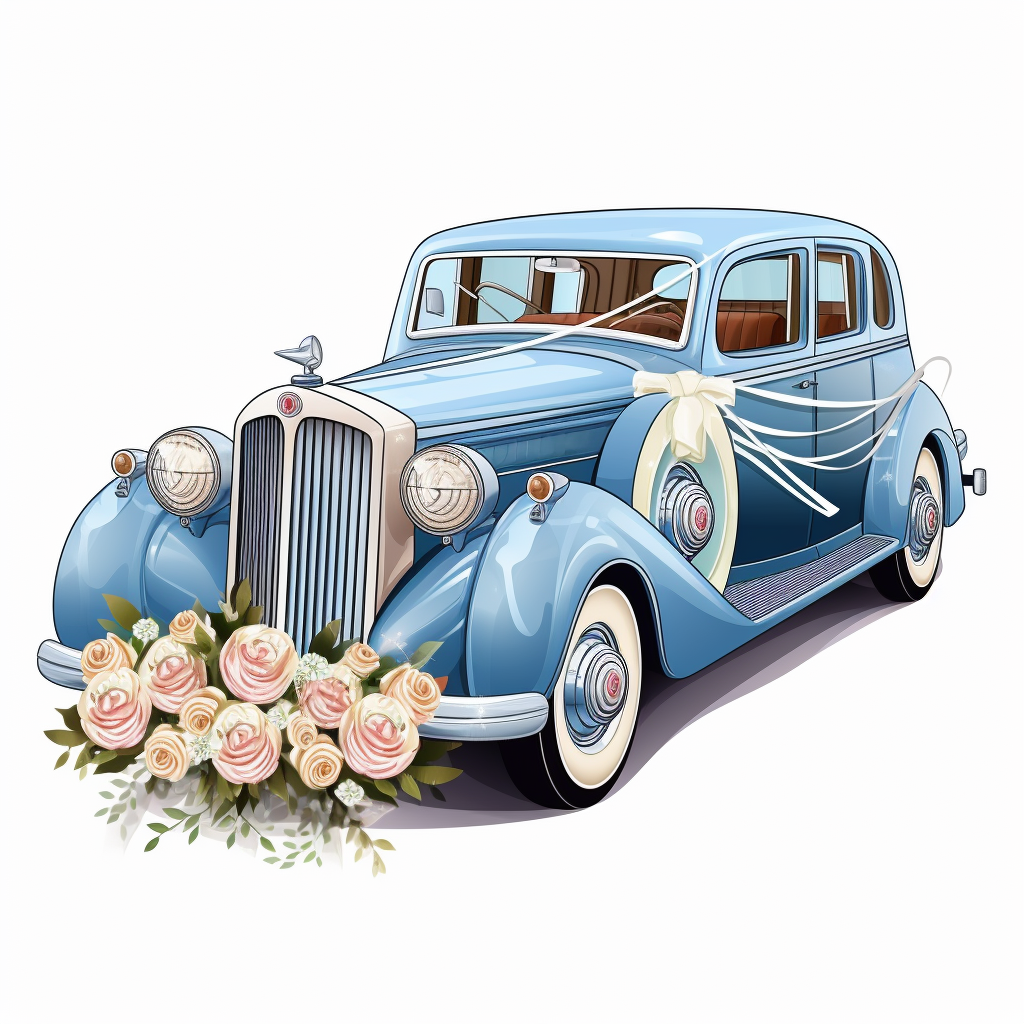 Luxury wedding car with decorative stickers