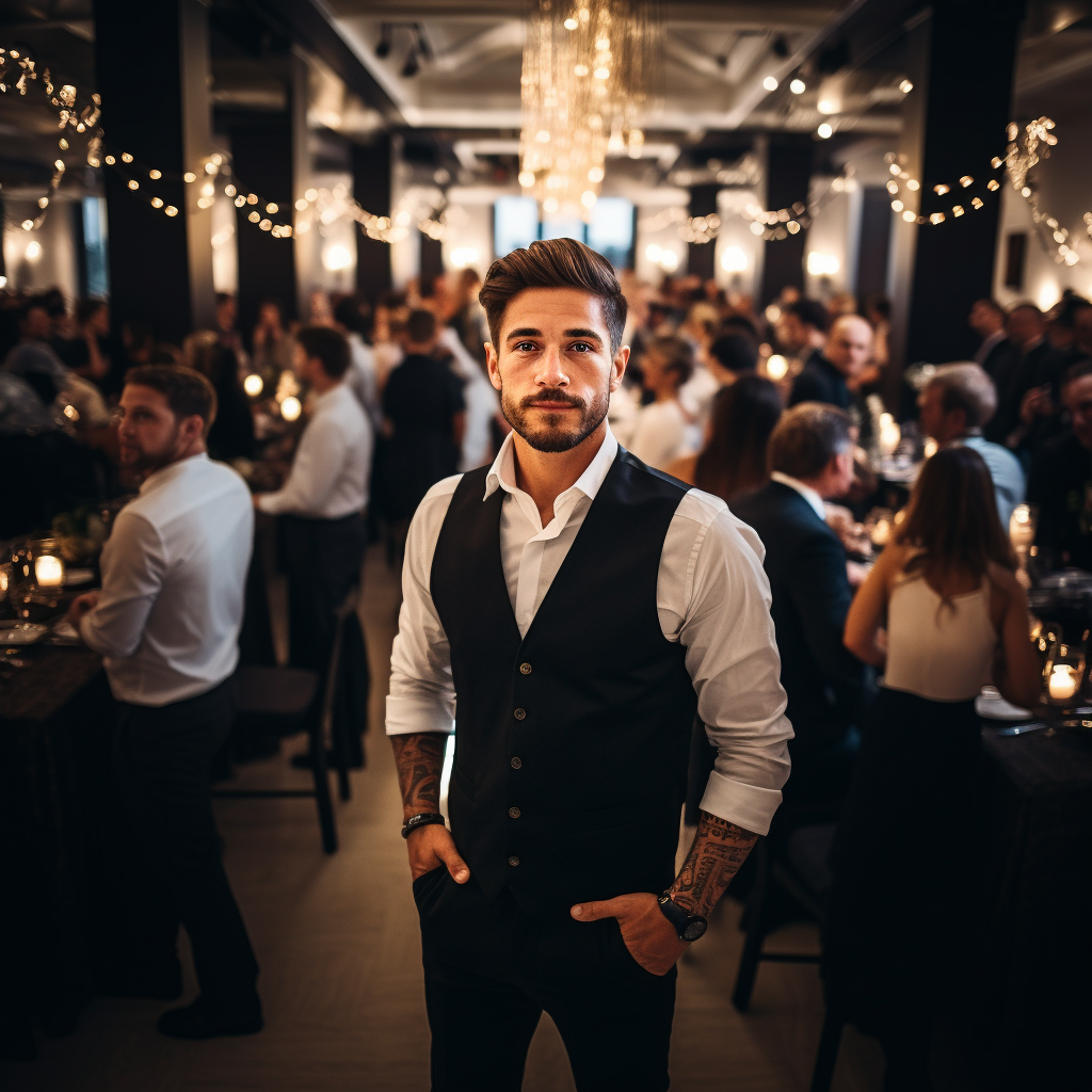 Man at luxury wedding reception