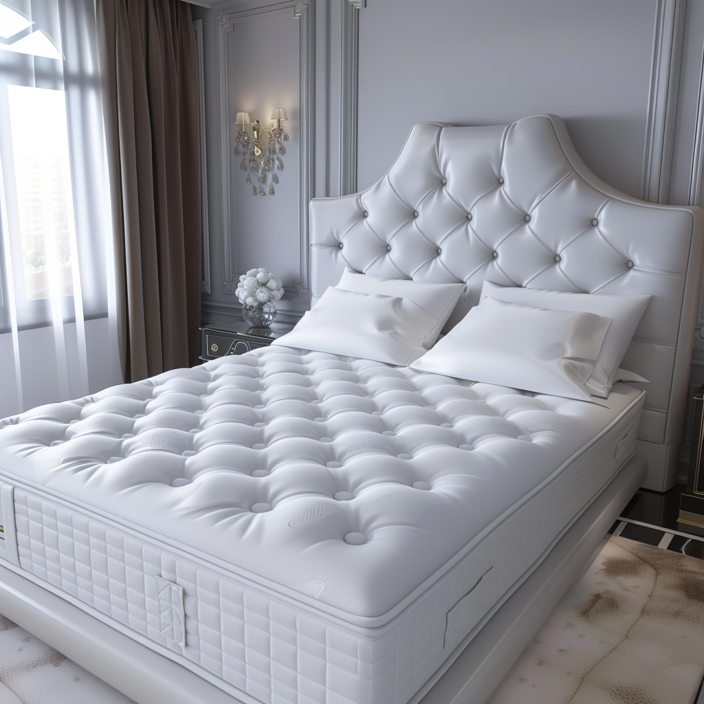 White mattress with pillows luxury bedroom