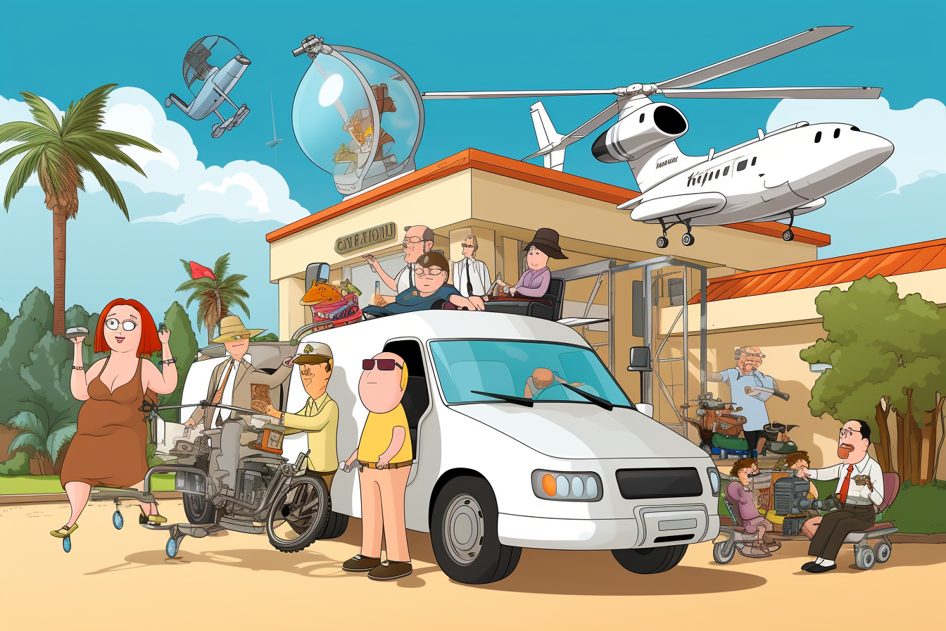 Luxury World Travel in Family Guy Animation Style