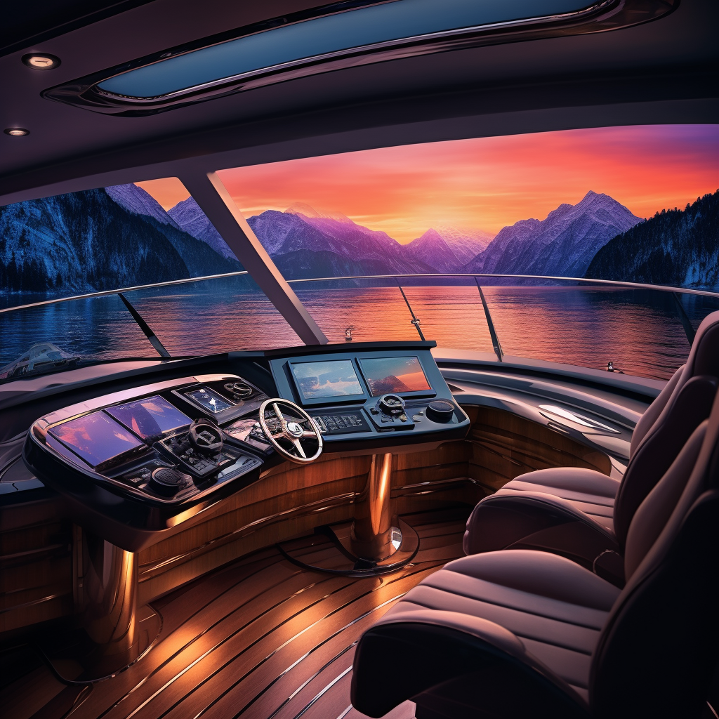 Luxury yacht with stunning sea and mountain view