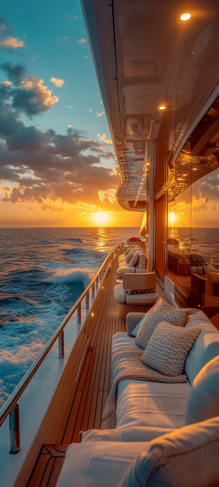 Luxury yacht looking at ocean and coastline