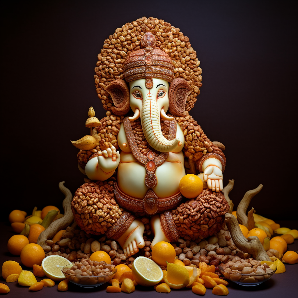 Exquisite Dry Fruit Ganesha Sculpture