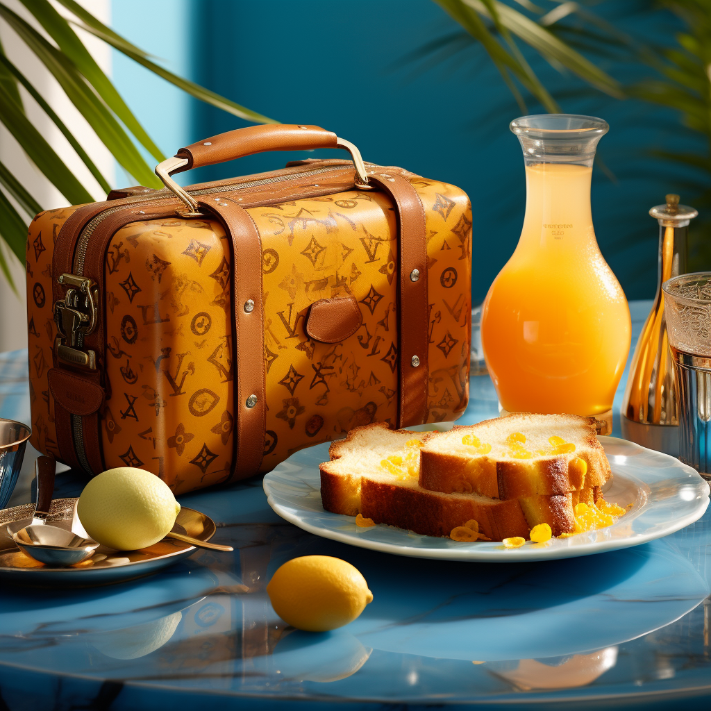 Scrumptious ham and eggs breakfast by Louis Vuitton