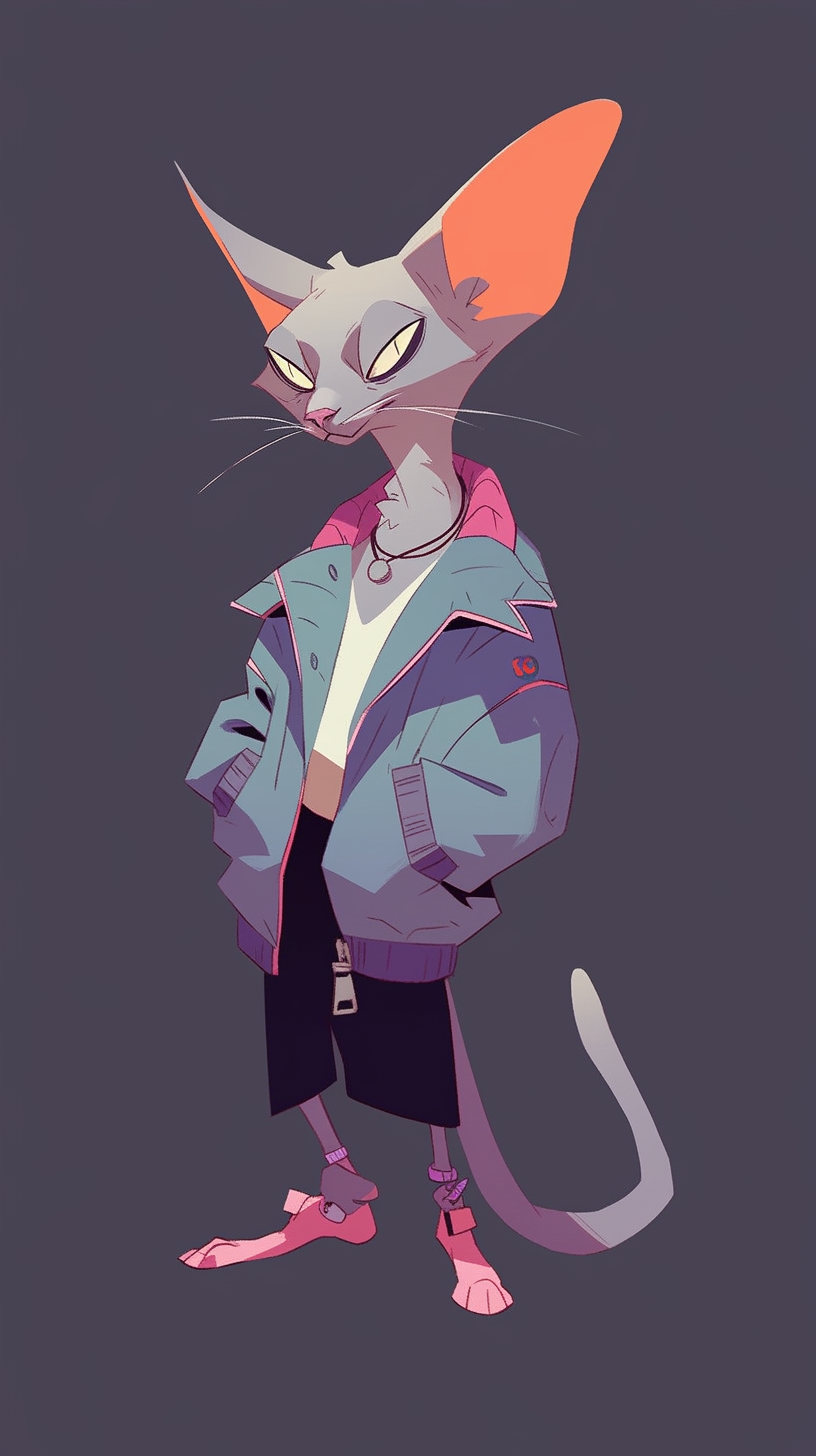 Lykoi cat rapper pastel palette