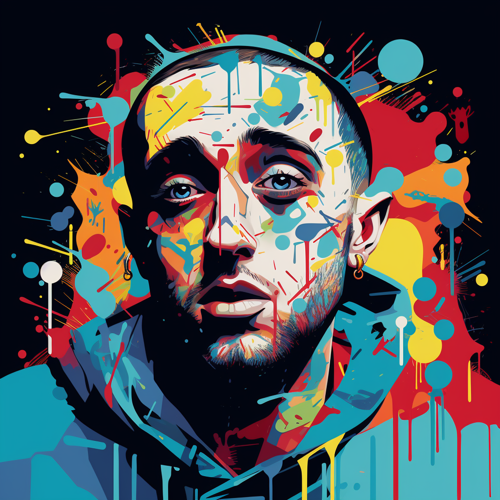 Mac Miller in colorful graffiti pop art