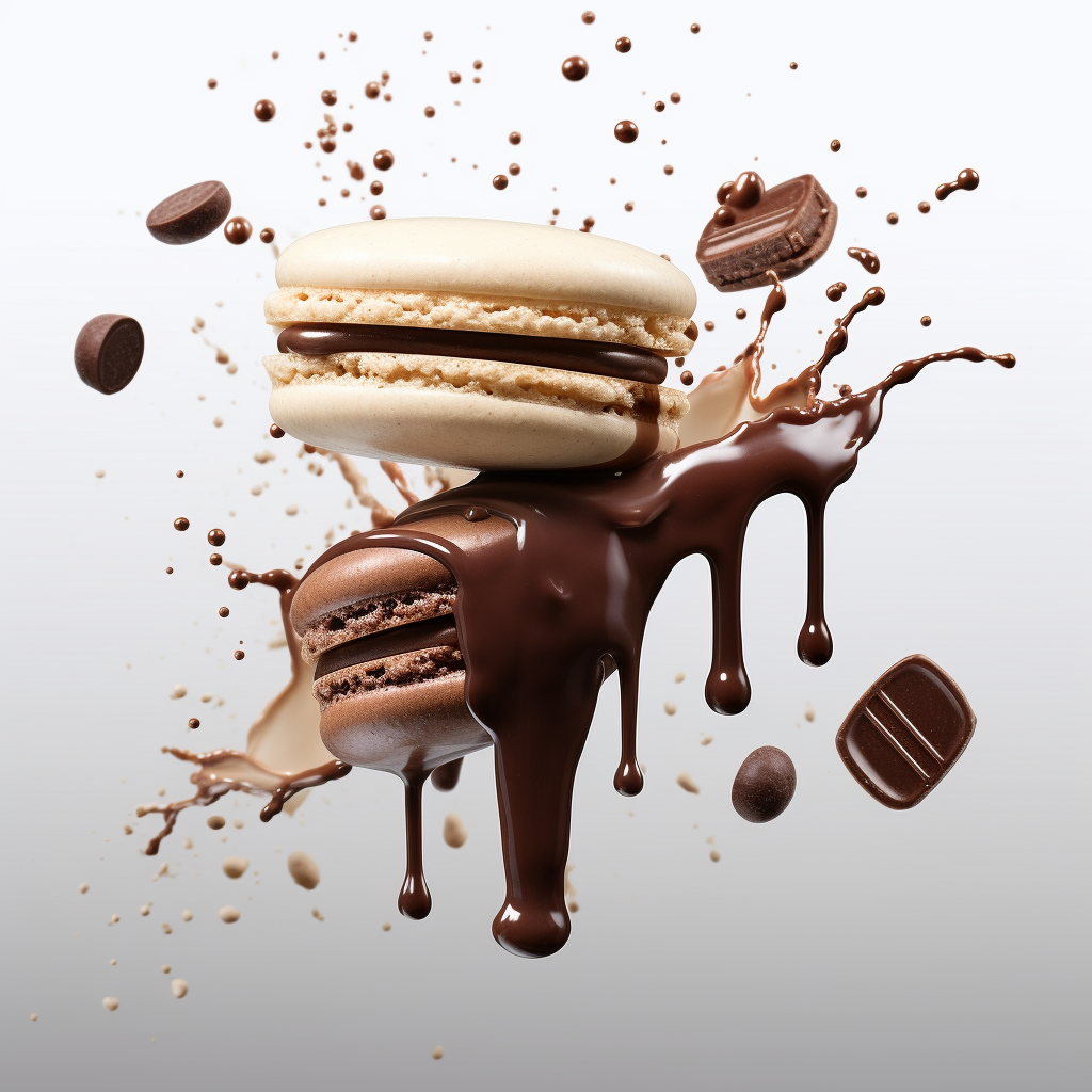 Tempting Macaron with Dripping Chocolate