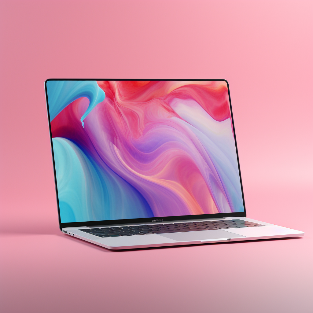 MacBook laptop mockup on vibrant pastel background