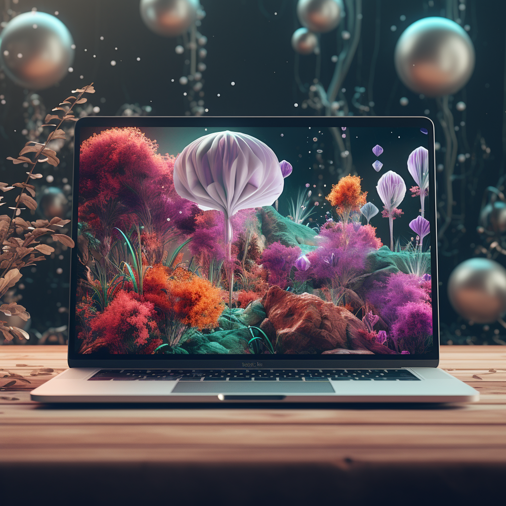 Macbook Pro with Alien Flowers