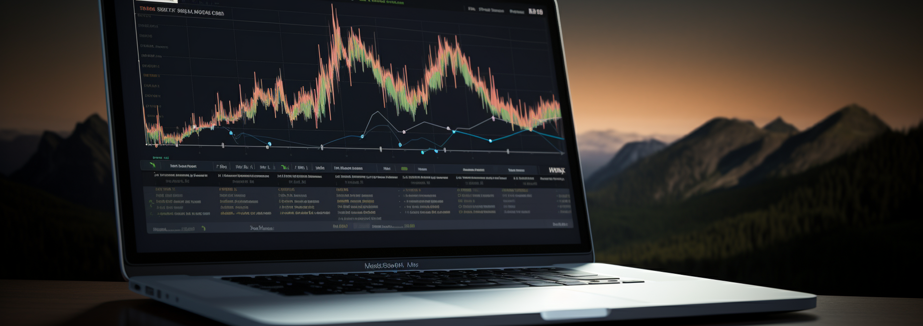 Macbook Pro showing revenue growth graph