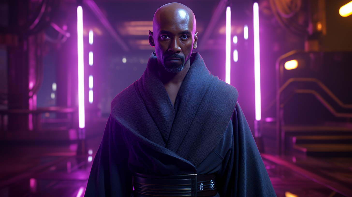 Mace Windu Tupac in Cyberpunk Realism