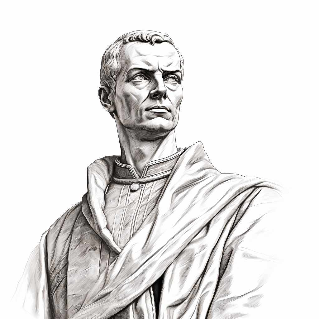 Statue of Niccolo Machiavelli in line art style