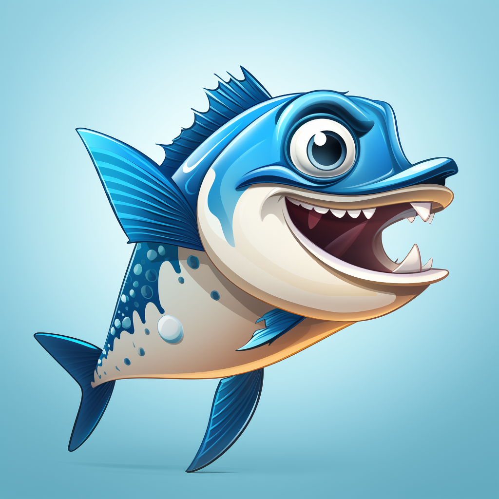 Cartoon mackerel logo character